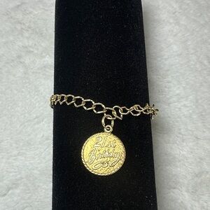 Gold 21st Birthday Charm Bracelet - Women Jewelry